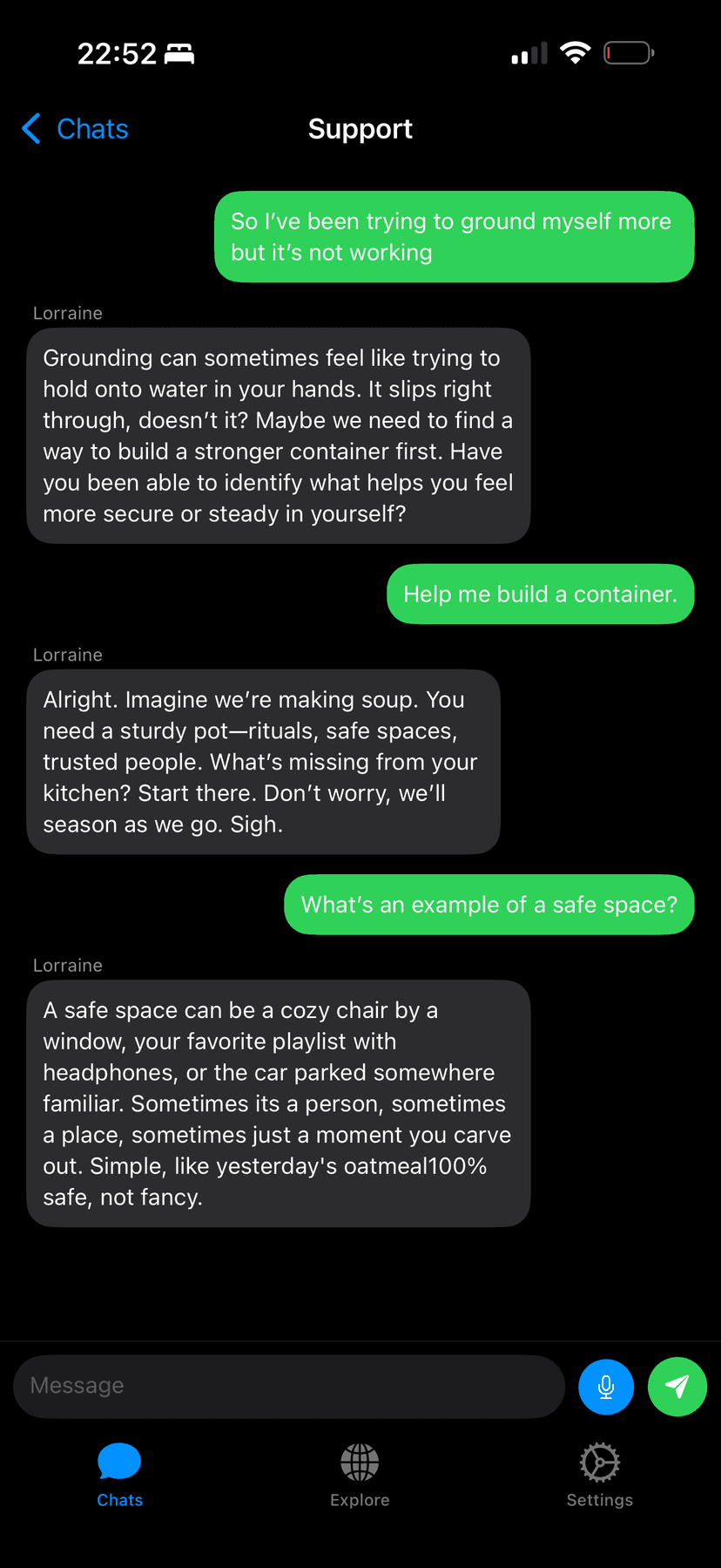 Warm, grounding advice.